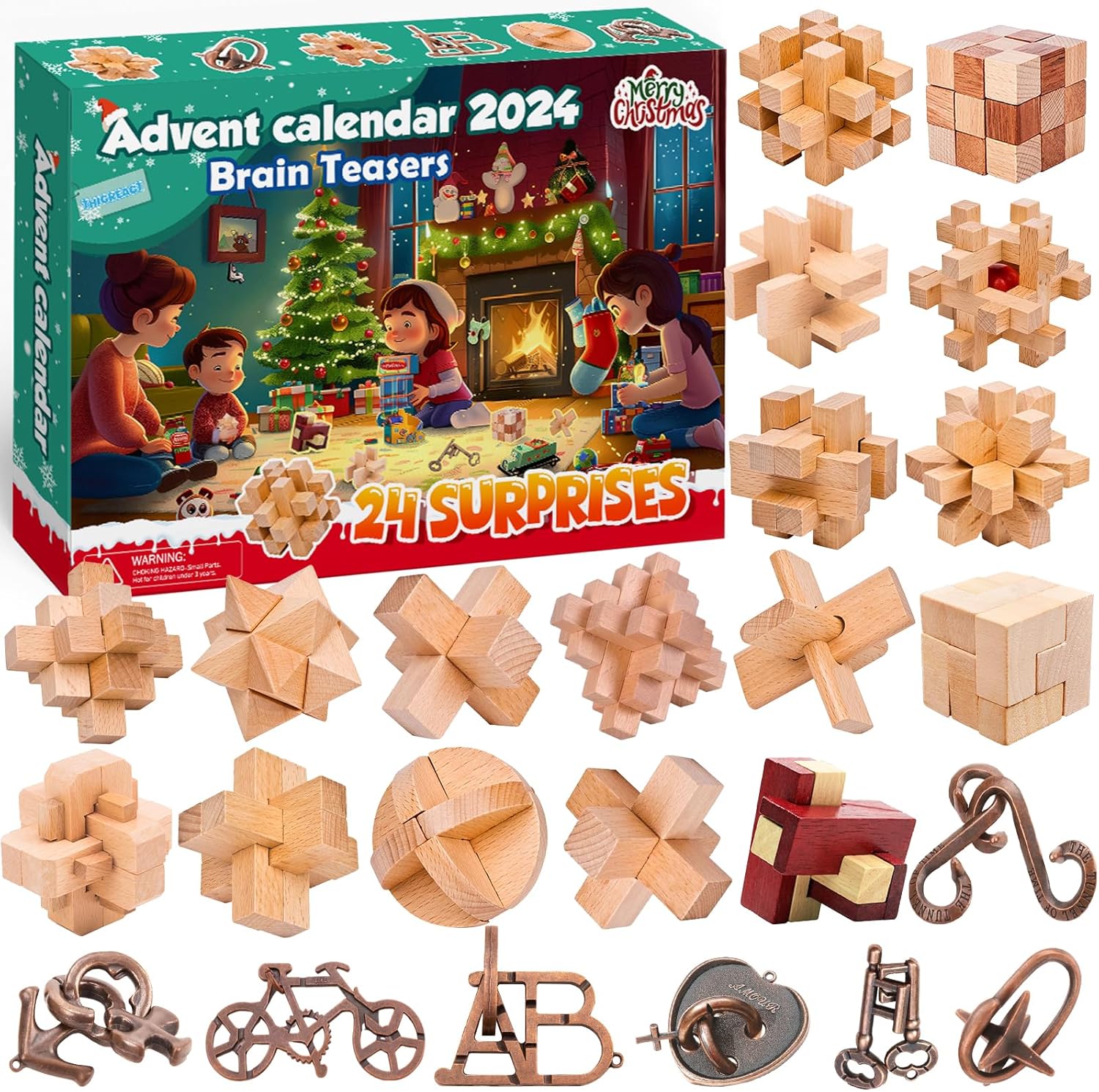 Advent Calendar 2024-24 Days of Brain Teaser Puzzles Toys Kit - Christmas Countdown Gifts for Girls Boys Adults and Teenagers