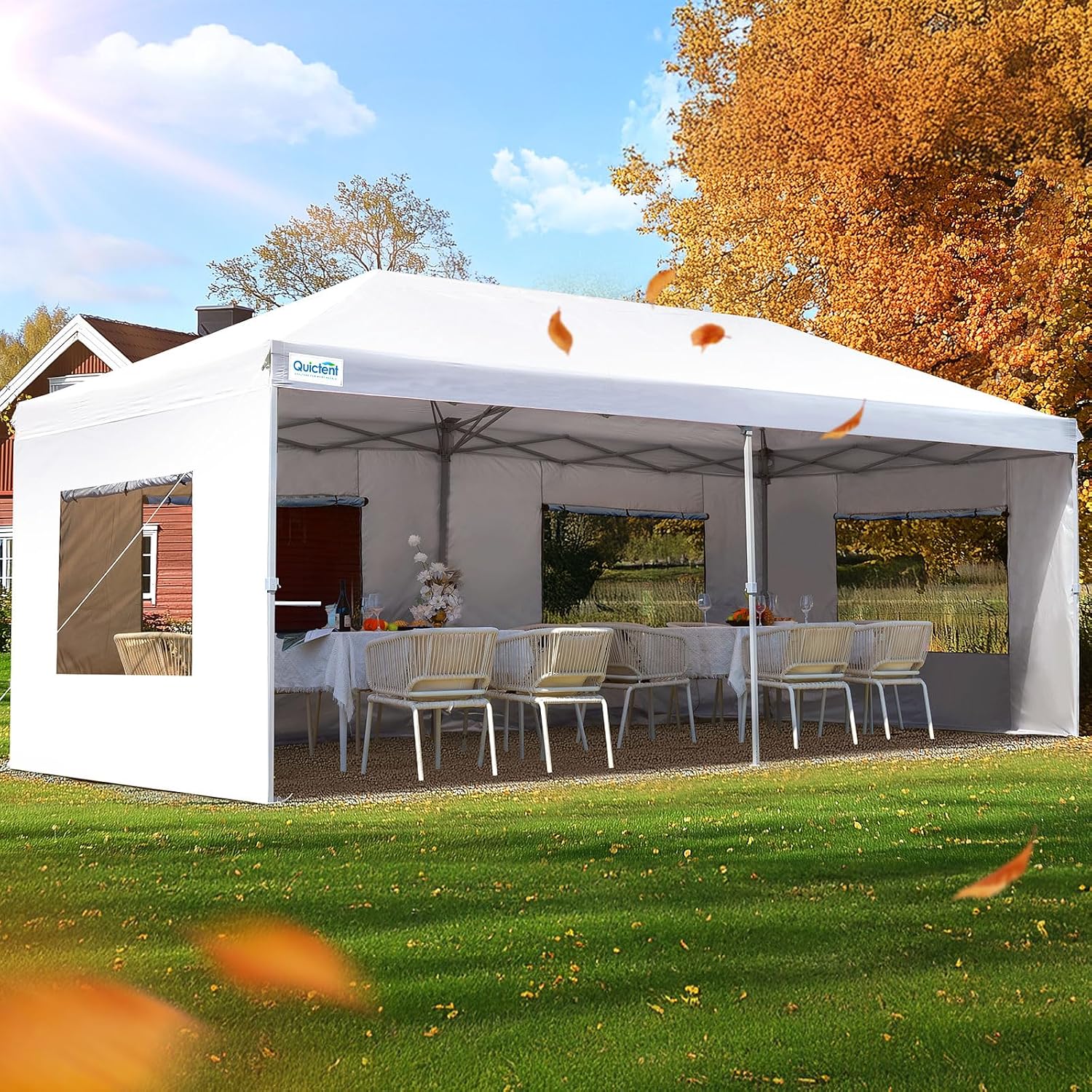 Quictent Privacy 10x20 ft Pop up Canopy with 6 Sidewalls Easy up Canopy Tent Instant Shelter with Windows for Outdoor Event Party