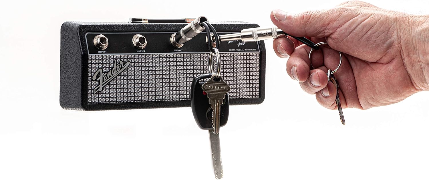 Pluginz - Fender Jack Rack - Includes 4 Guitar Plug Keychains Black/Silver
