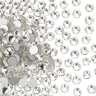 1440pcs Glue Fix Crystal Flatback Rhinestones Glass Diamantes Gems for Nail Art Crafts Decorations Clothes Shoes 4.8mm (ss20, Crystal)