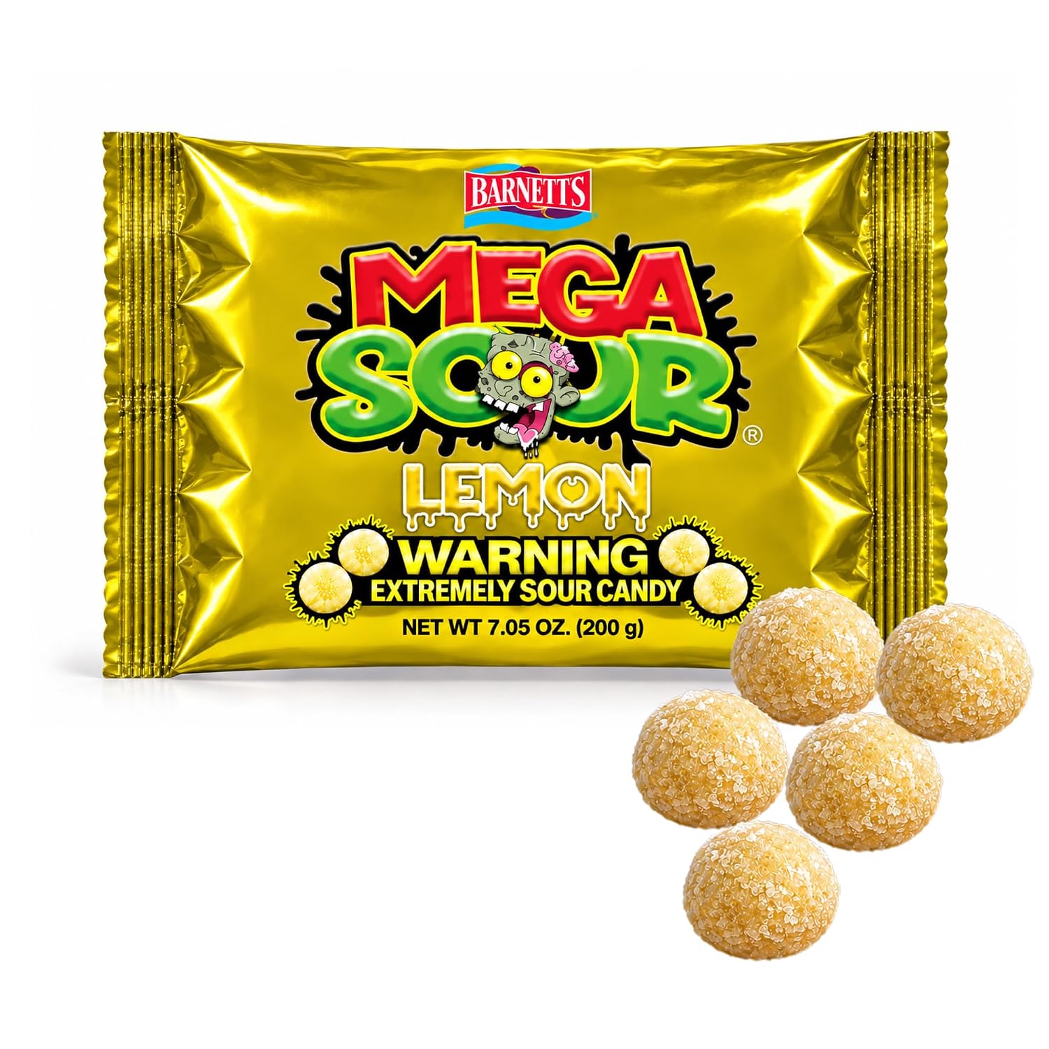 Barnetts Mega Sour Candy Lemon 200g - Handmade British Hard Sweets – Extreme Sour Candy Challenge