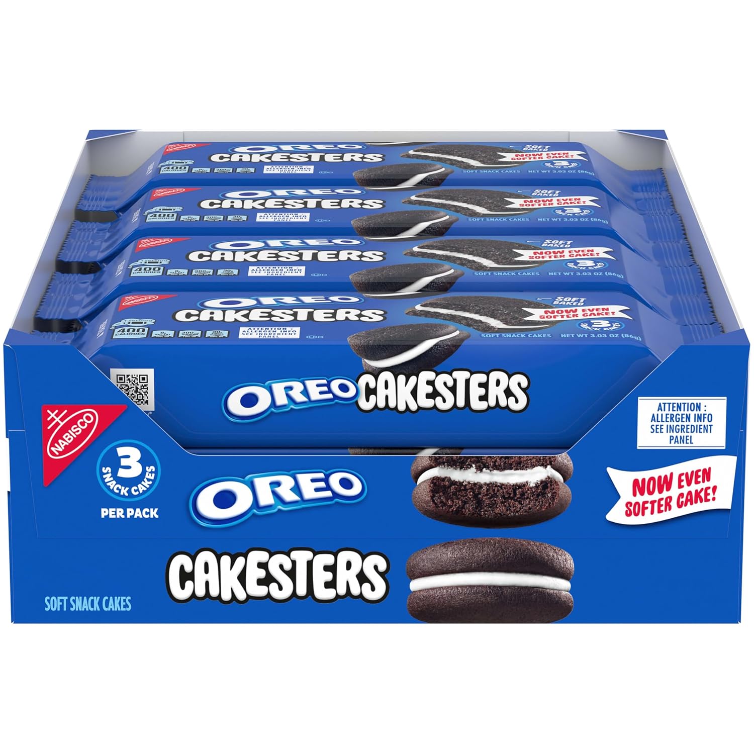 OREO Cakesters Soft Snack Cakes, 8-3.03 oz Snack Packs | 3 Snack Cakes Per Pack, Individually Wrapped