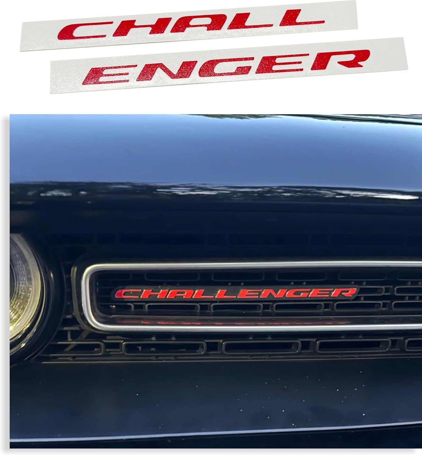 Reflective Concepts Challenger Grille Emblem Overlay Decal - 2015-2023 Challenger - (Gloss Red)