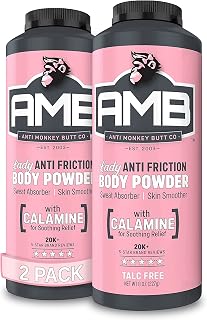 Anti Monkey Butt Body Powder for Women, Talc Free Anti Chafing and Sweat Absorbing Powder with Clamine, Hypoallergenic Formula, 8 oz (2 Pack)