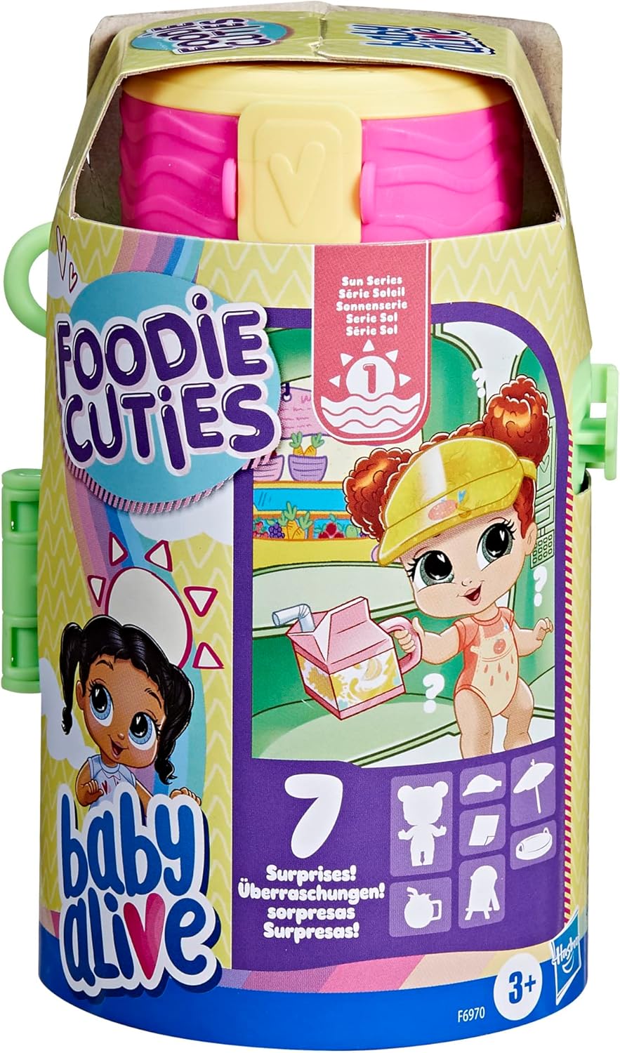 Baby Alive Foodie Cuties, Bottle, Sun Series 1, Surprise Toys for Girls, Baby Doll Set, 3-Inch, Kids 3 and Up