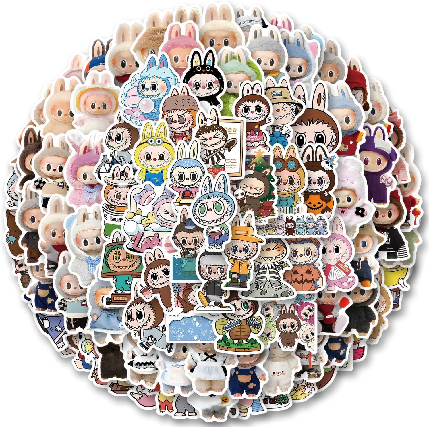 100pcs Labubu Cartoon Stickers GMVAESKY for Water Bottle Luggage, Motorcycle, Skateboard Helmet, Refrigerator, Bicycle Sticker