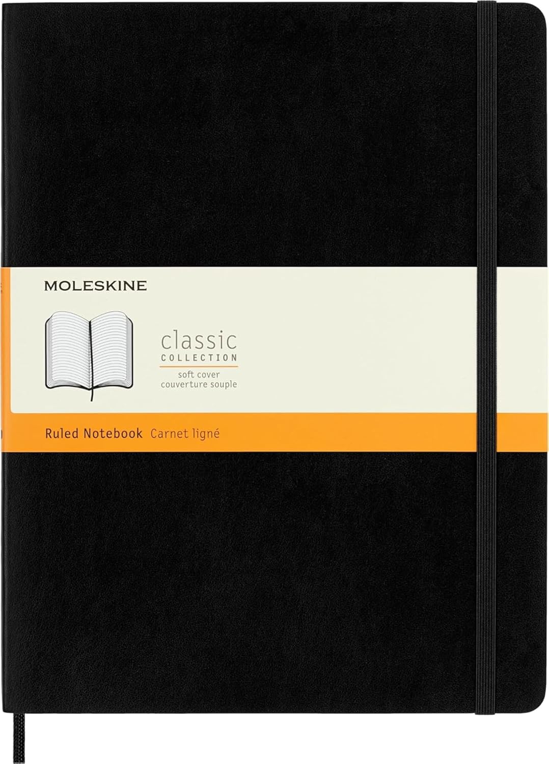 Moleskine Classic Notebook, Soft Cover, XL (7.5" x 9.5") Ruled/Lined, Black, 192 Pages