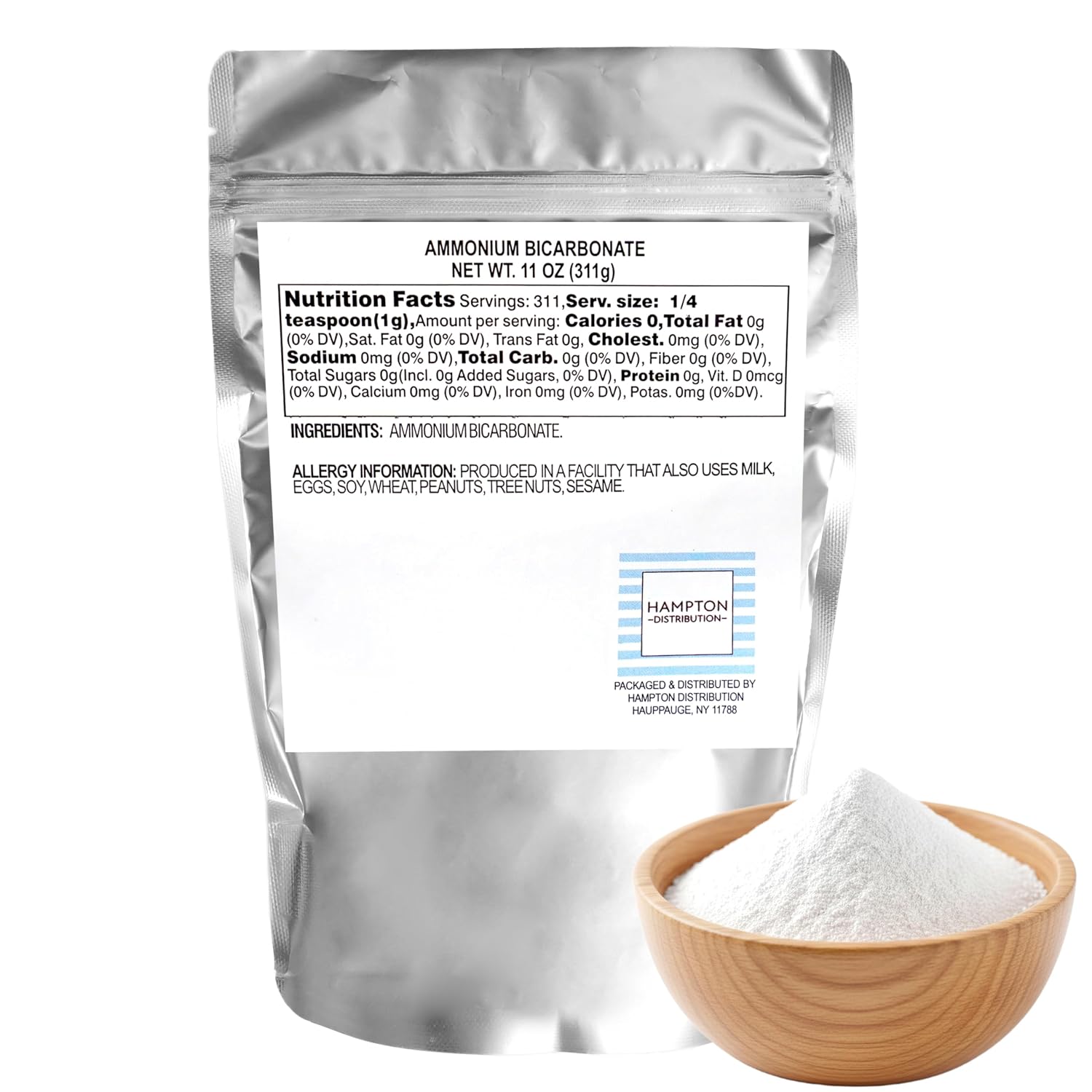 Ammonium Bicarbonate, 11 Ounce Resealable Bag, Hampton Distribution