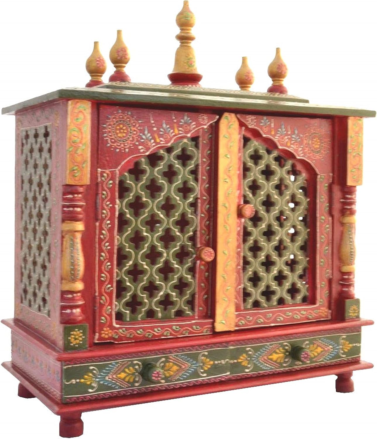 Aakrati Wooden Temple Religious Home Temple, Pooja Mandir Indian Hindu Decoration Puja Cabinet Temple Bhagwan Wall Hanging Decor For Home Office Decor (Jl)