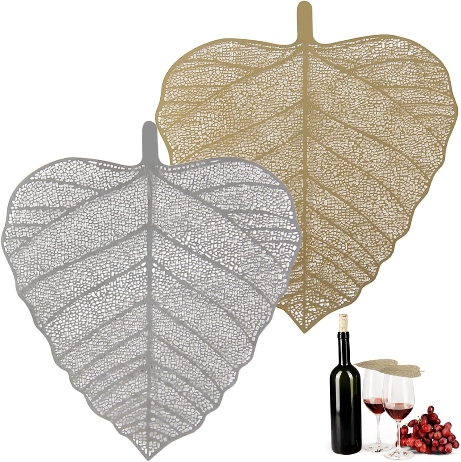 CAKEEYUM Wine Glass Covers 2Pcs Stainless Steel Glass Covers for Drinks, Leaf Shaped Mesh Wine To Keep Bugs Out, Drink Cover for Coffee Mugs Tea Cups Coffee Cup Cover To Keep