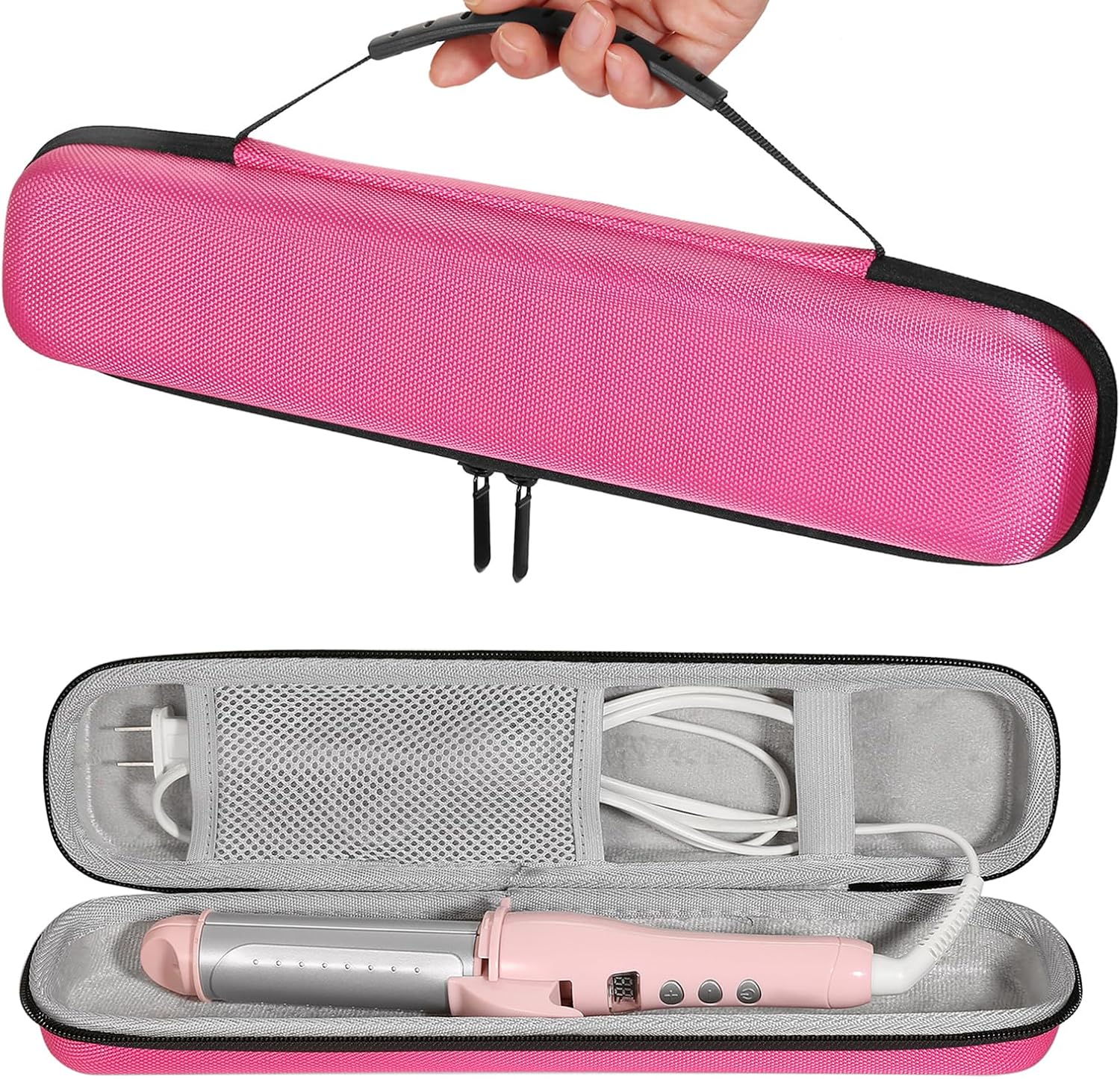 Travel Case for Hair Straightening Irons Curling Iron Travel Straightener Case Hair Styler Flat Iron Storage Carrying Pouch Bag(Only Case, Pink)