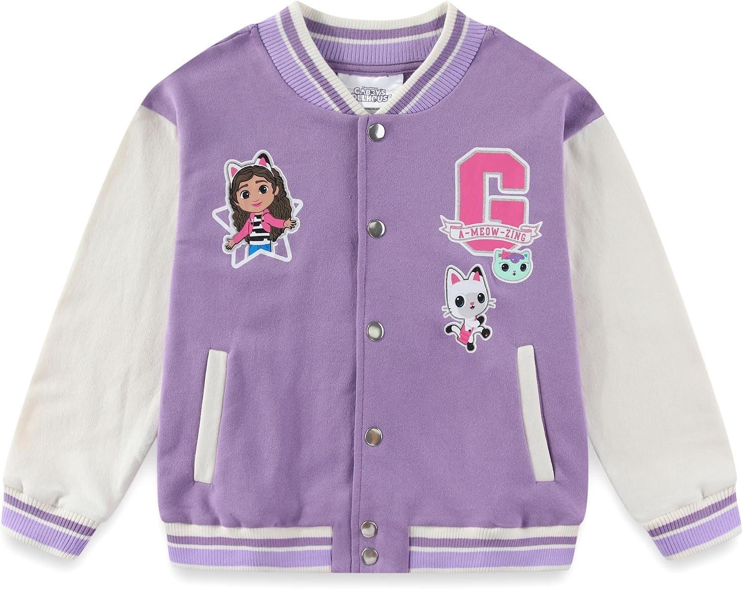 DREAMWORKS GABBY'S DOLLHOUSE Girls Letterman Varsity Bomber Jacket Kids