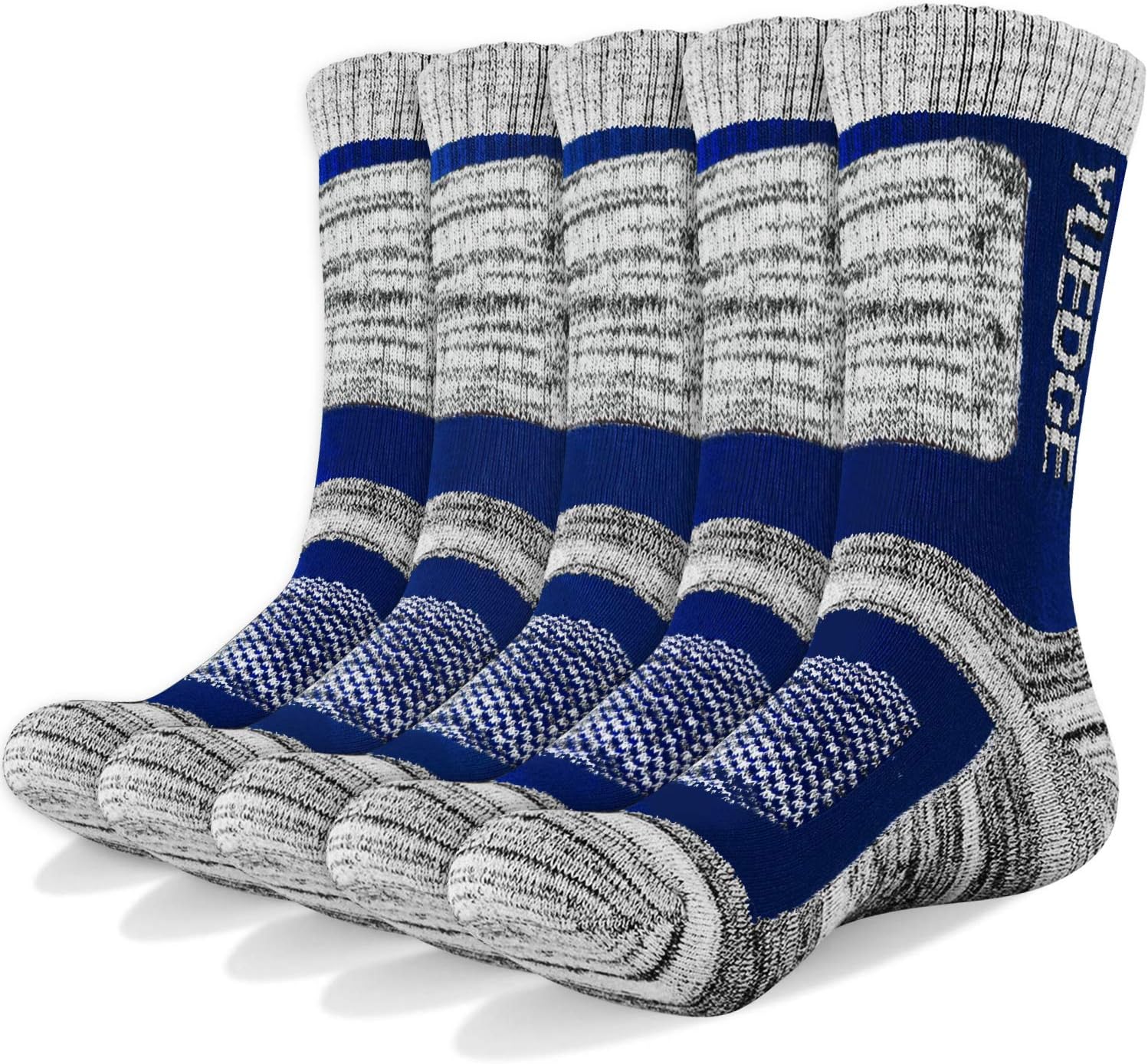 YUEDGE Men's 5 Pairs Athletic Socks Breathable Cushion Comfortable Casual Crew Socks Performance Multi Wicking Workout Sports Socks for Outdoor Walking Trekking Climbing Camping Hiking