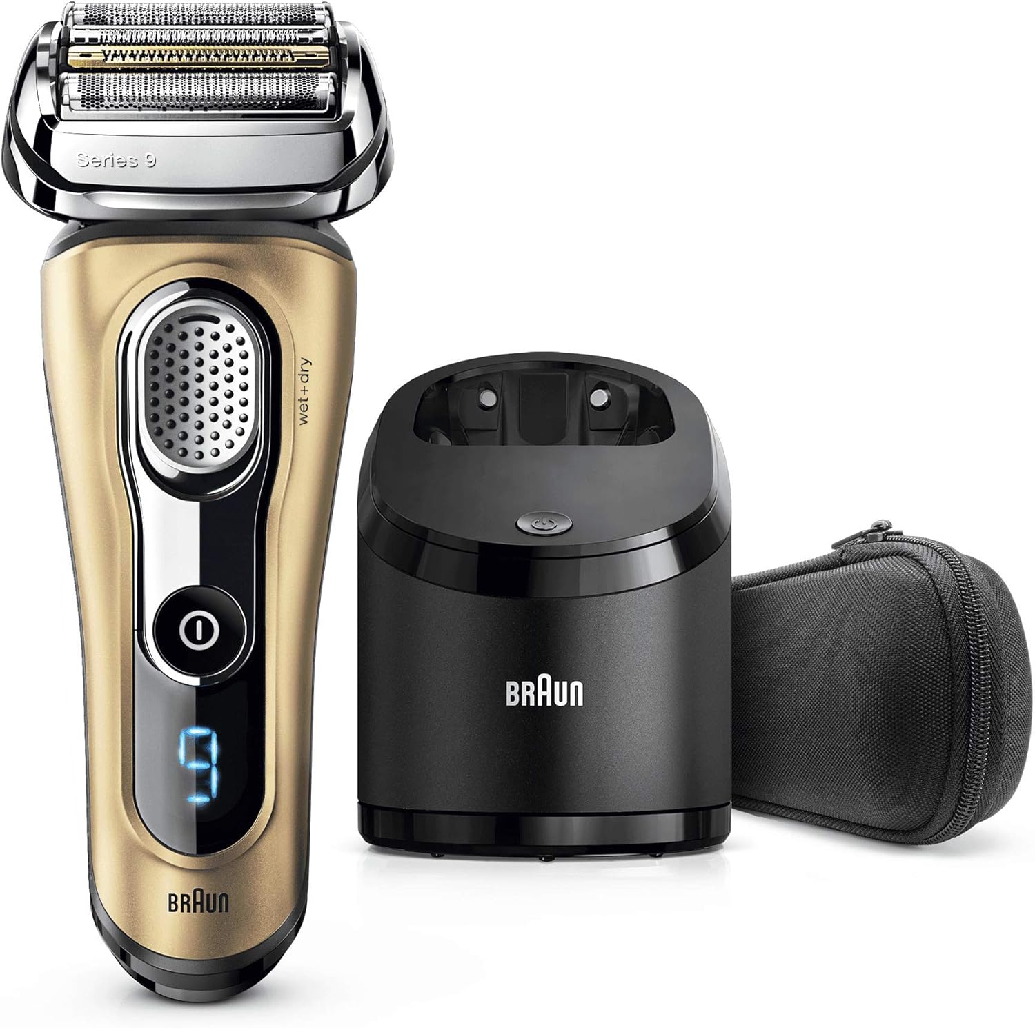 Braun Series 9 9299cc Men's Electric Shaver, Wet&Dry, Rechargeable and Wireless with Integrated Precision Trimmer, Clean&Charge Cleaning Station and Travel Pouch. Gift Edition, Gold