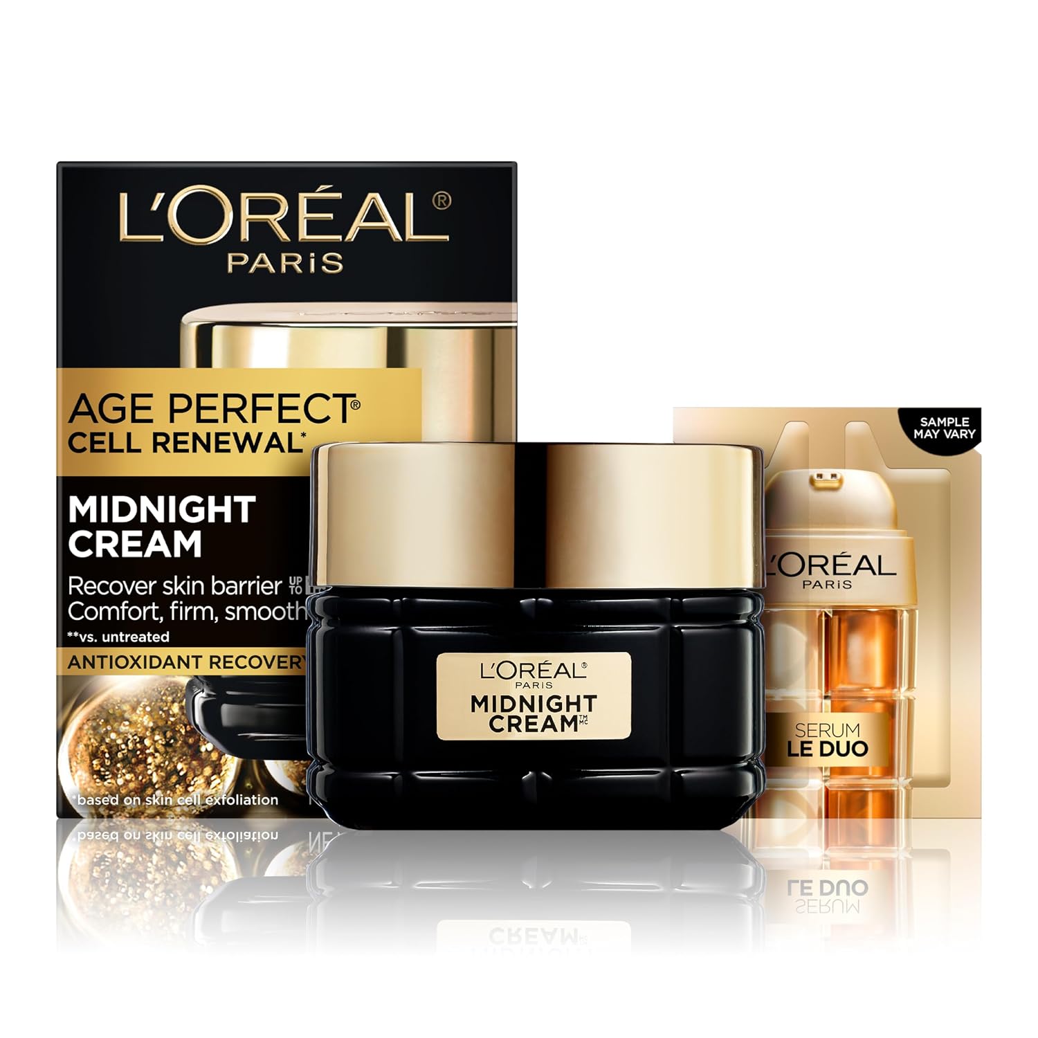 L'Oreal Paris Age Perfect Anti-Aging Midnight Cream 1.7 Oz + Serum Sample