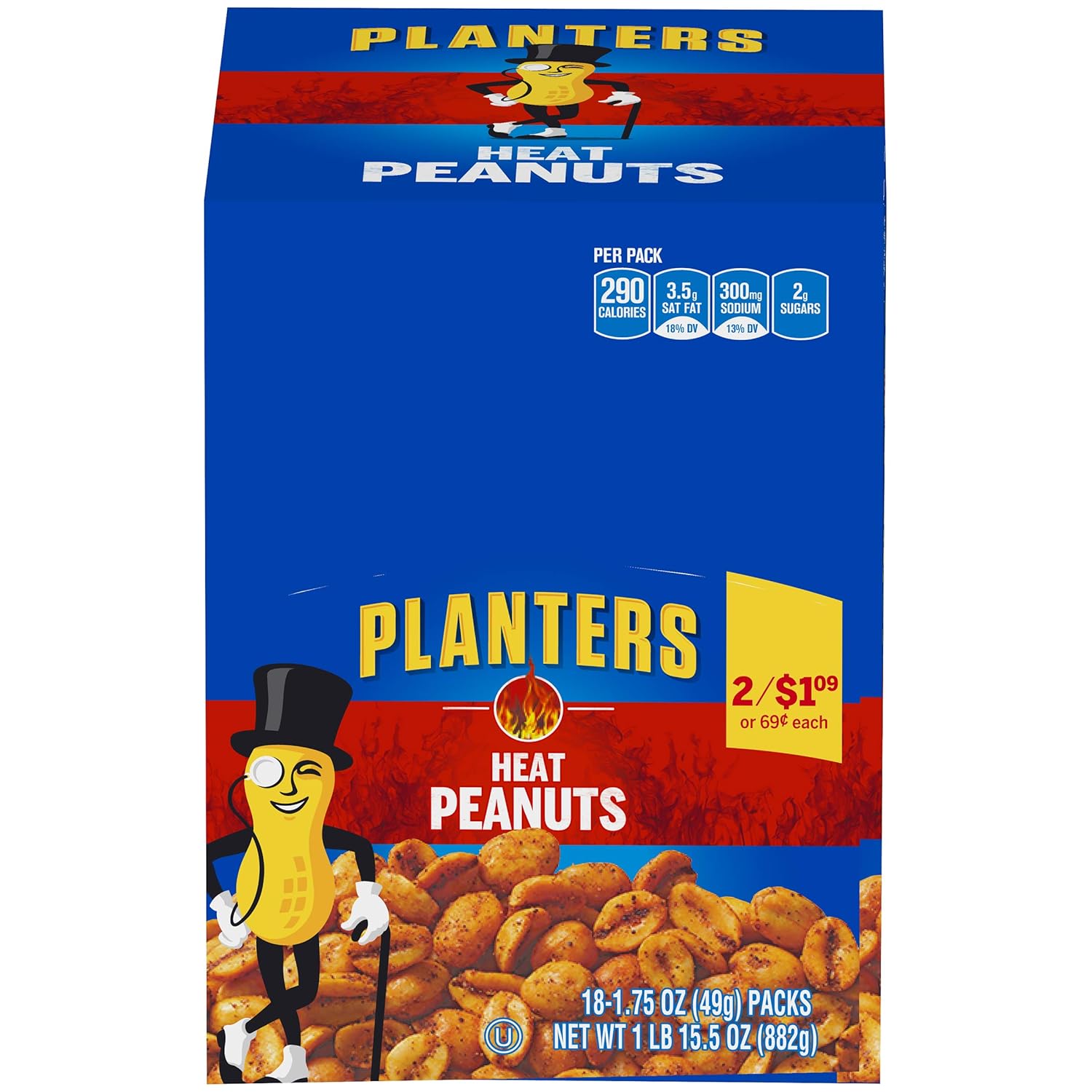 Planters Heat Peanuts, 1.75 Ounce (Pack of 18)