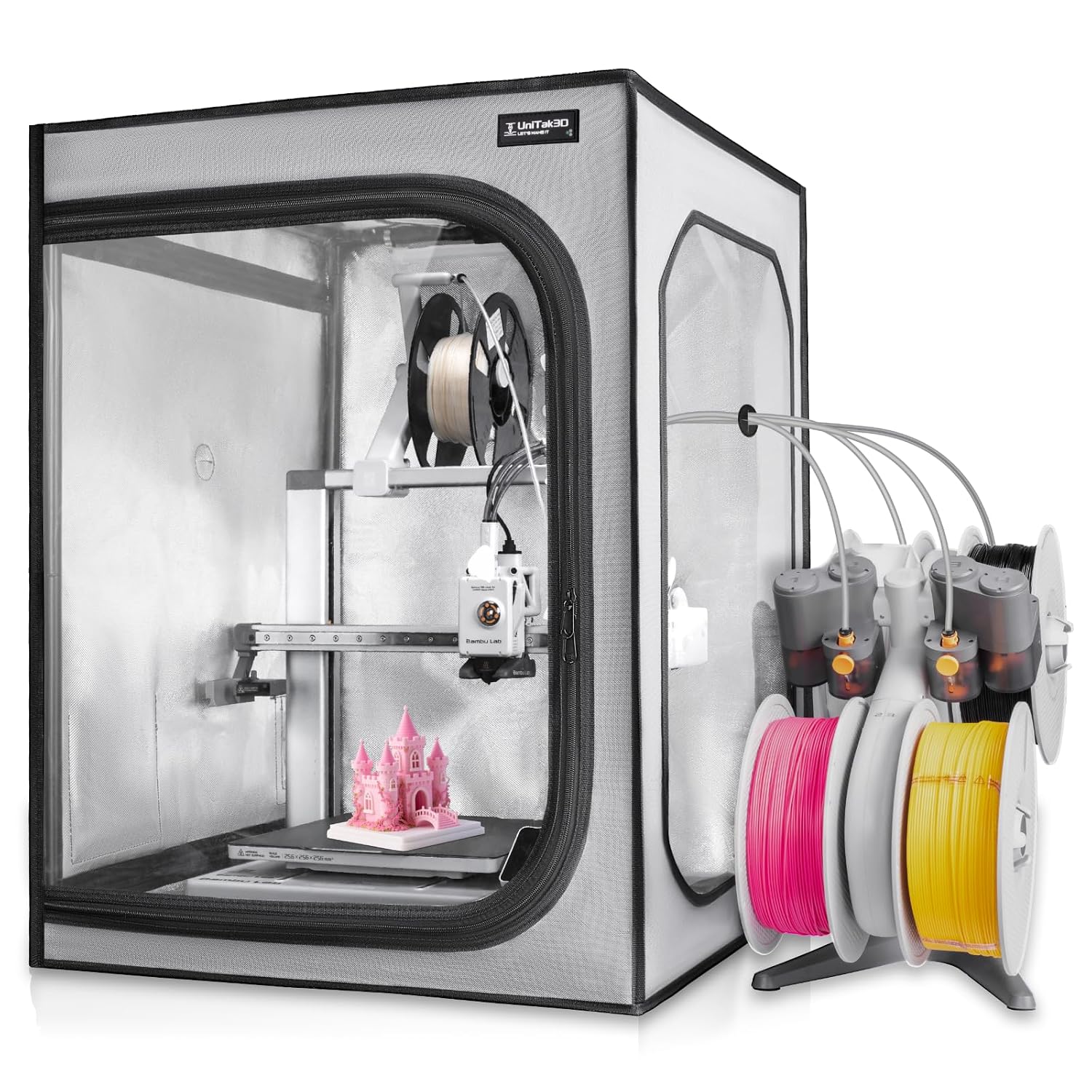 3D Printer Enclosure for Bambu Lab A1/A1 Mini-Large Fireproof&Dustproof 3D Printer Cover with Constant Temperature Control, Noise Reduction and LED Light for Home/Office DIY 3D Printing,520x600x700mm