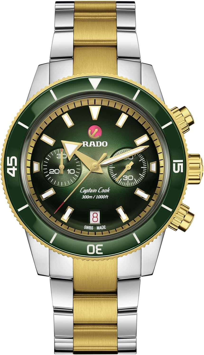 Rado -Captain Cook-Mens-Swiss Automatic Watch-Stainless Steel PVD-Sapphire Crystal -43mm