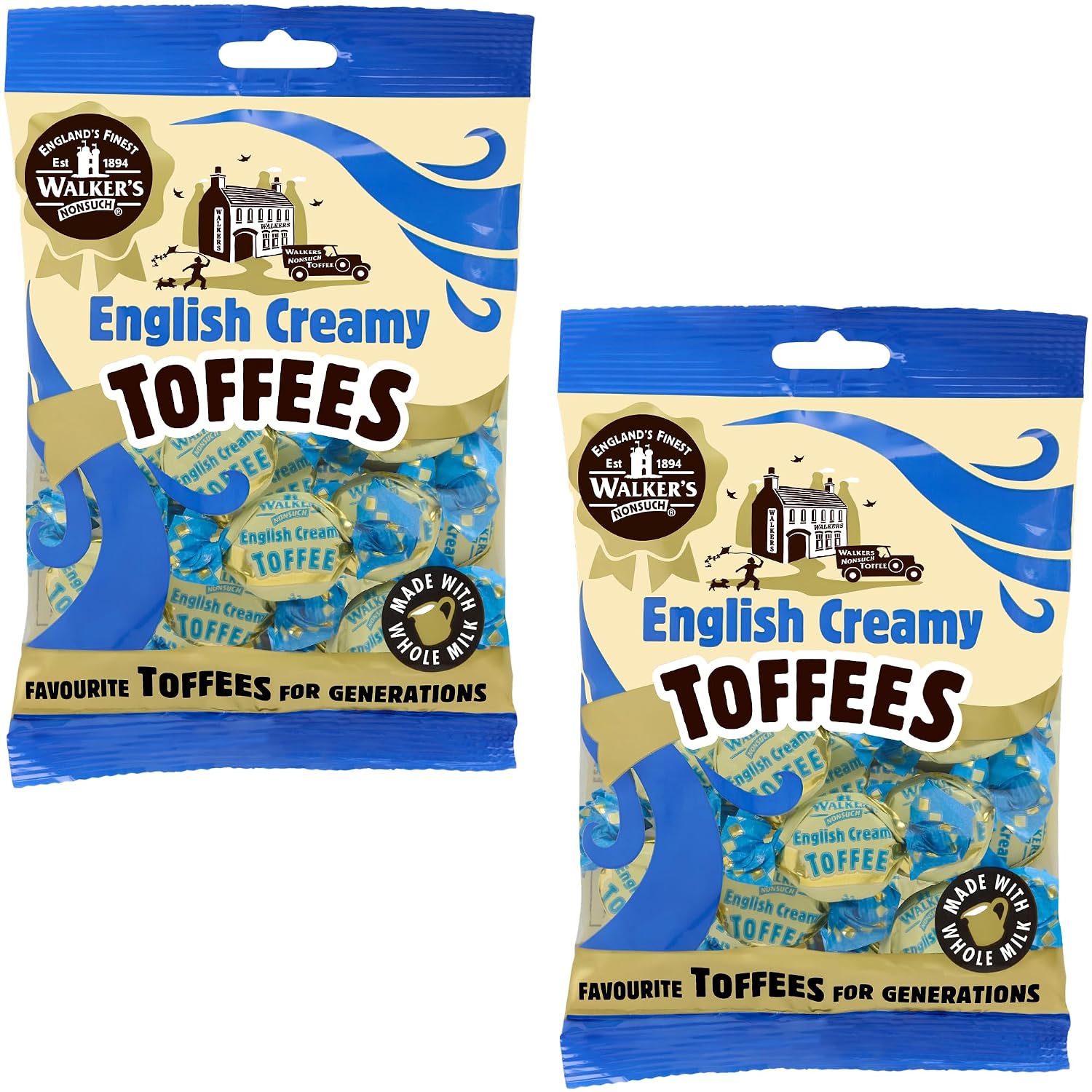 Walkers' Nonsuch English Creamy Toffees | with Whole Milk & Butter | Imported from UK | Traditional British Sweets | Classic English Toffee | 5.29 Oz (Pack of 2)