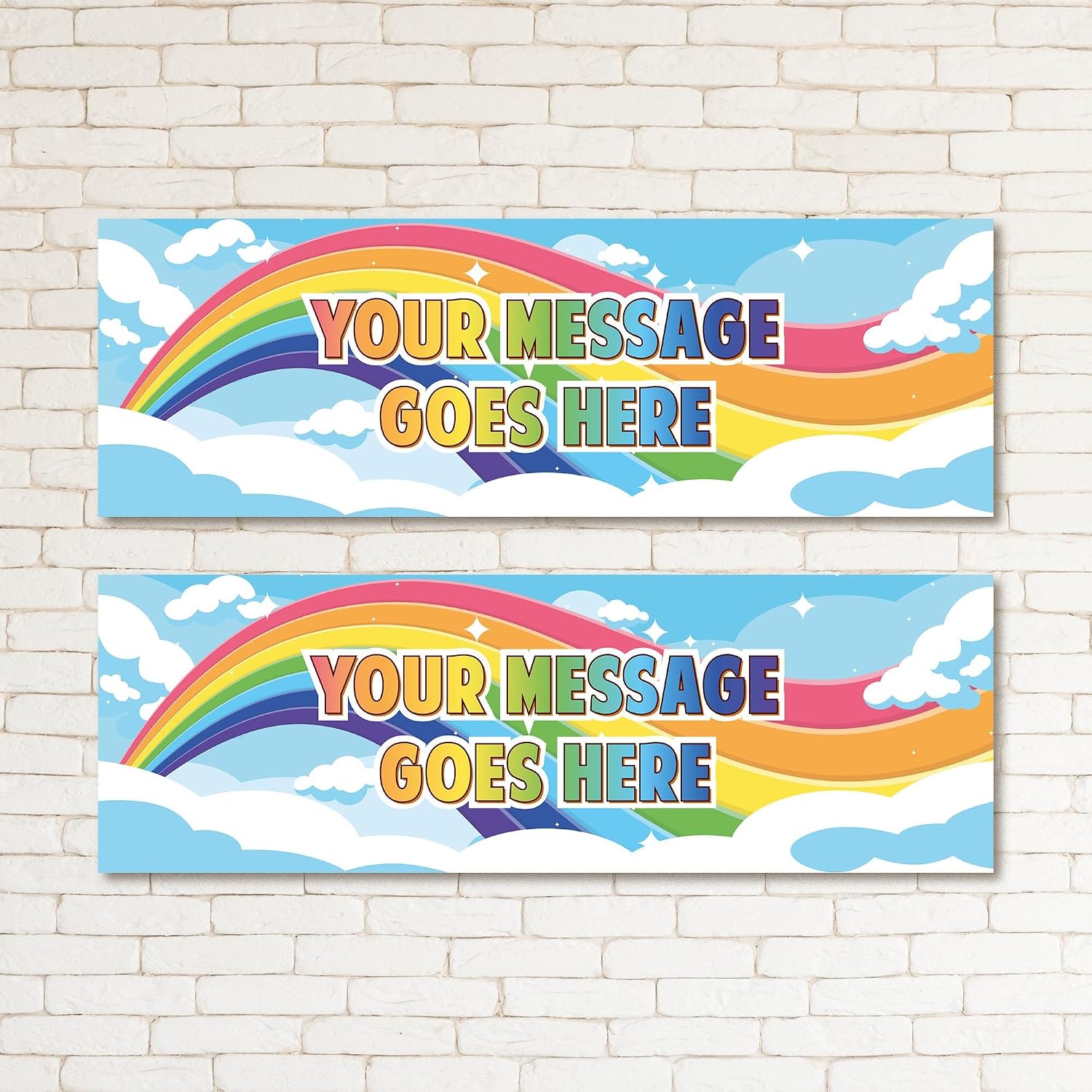 Set of three Personalised Rainbow Kids & Adults Banner Birthday Party Supplies Event Celebration Wall Decor - Any NAME or AGE - Any TEXT