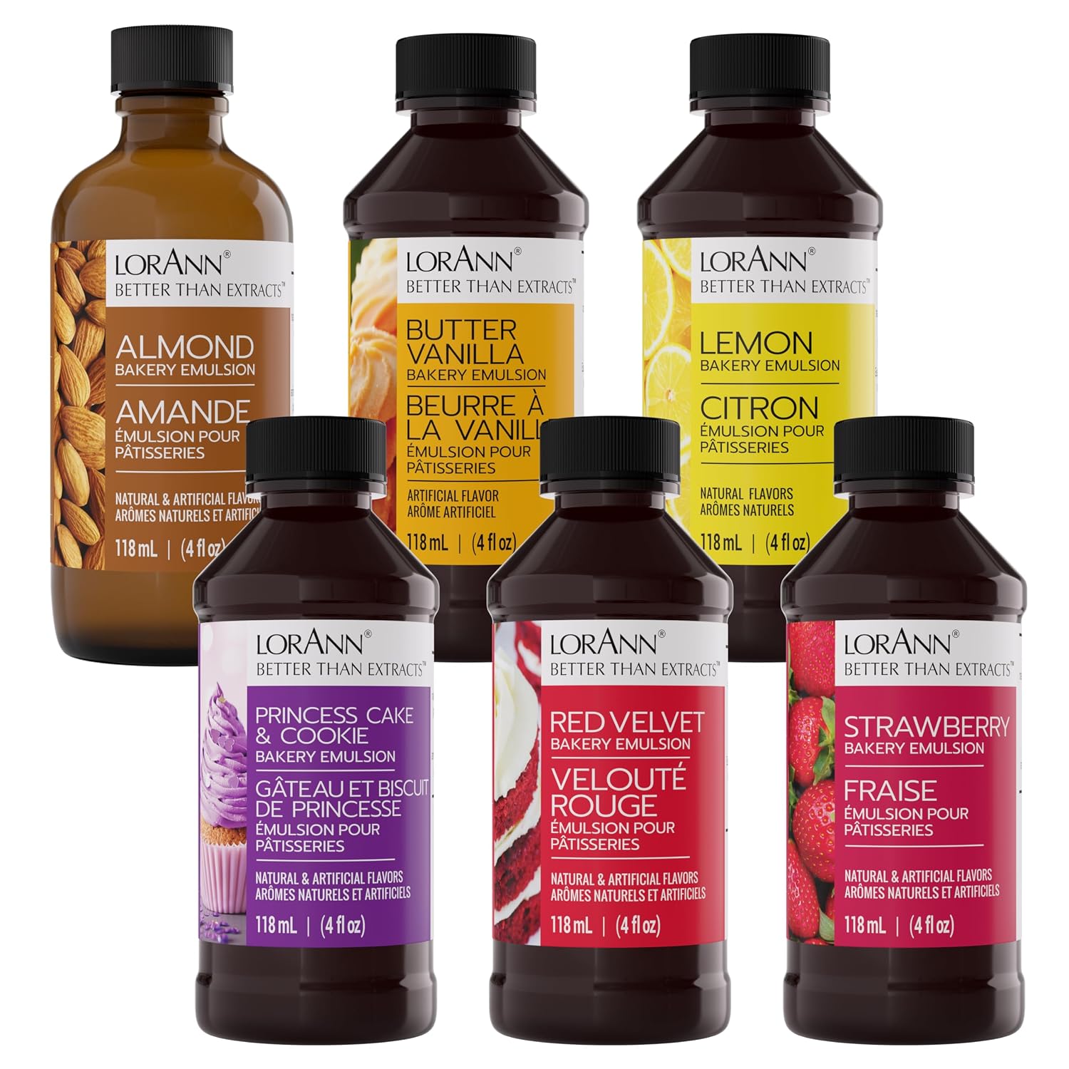 Lorann Oils Variety Bakery Emulsion: Multiple Flavors, Perfect for Enhancing Baking Variety in Cakes, Cookies & Desserts, Gluten-Free, Keto-Friendly, Baking Essential for Your Kitchen, 4oz per Bottle