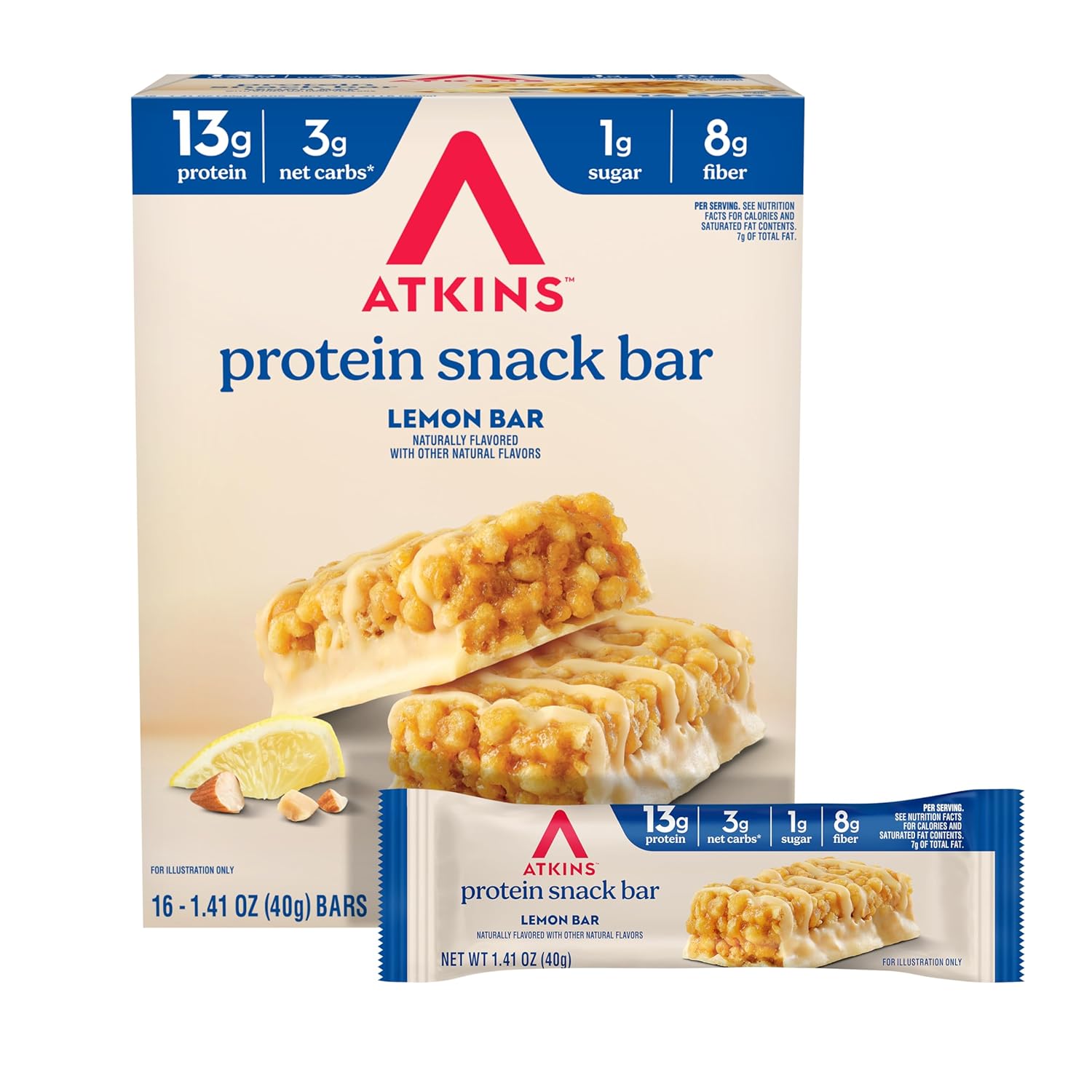 Atkins Lemon Flavored Protein Snack Bar, 16 Count