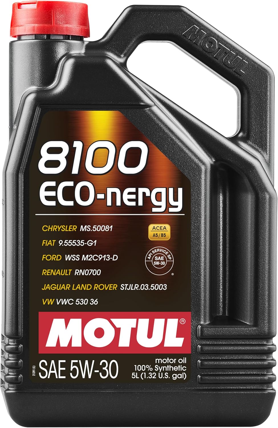 Motul 8100 ECO-nergy 5W-30 Full Synthetic Motor Oil with Advanced Low-Friction Formula – ACEA A5/B5 & API SP Approved for Ford, Jaguar Land Rover, VW & European Applications – 5 Liter