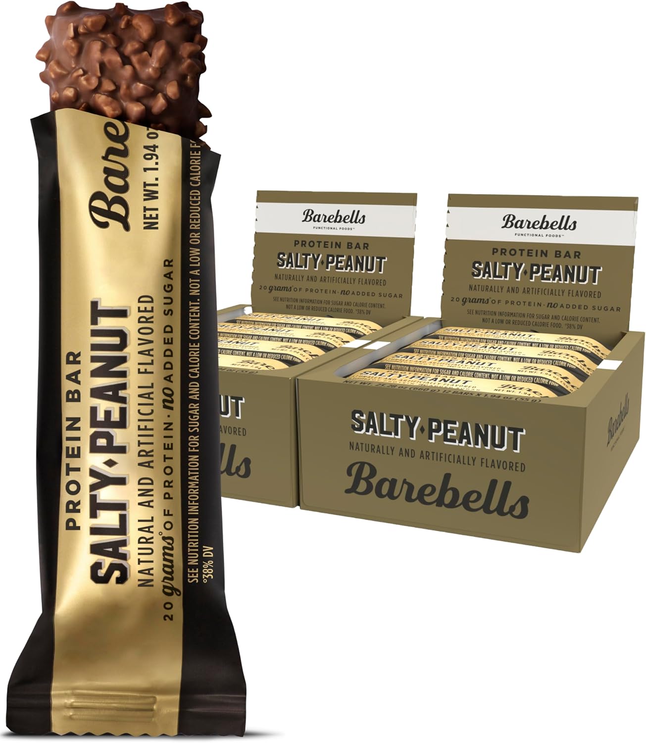 Barebells Salty Peanut Protein Bars, 12 Count,Pack of 2-20g Protein, 1g Sugar Snack Bars…