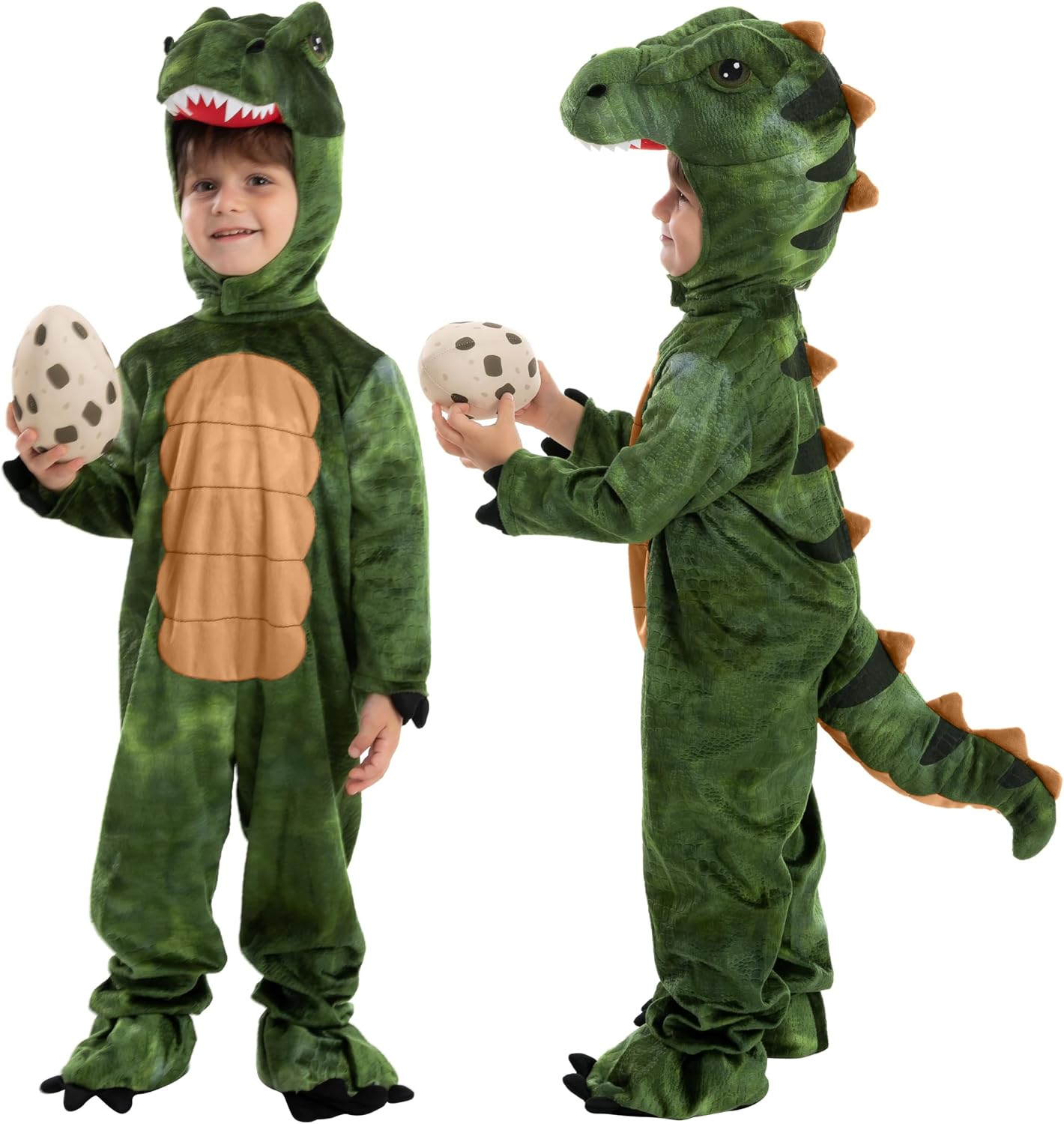 Spooktacular Creations Halloween Realistic T.rex Costume Outfit Dinosaur Jumpsuit with Egg