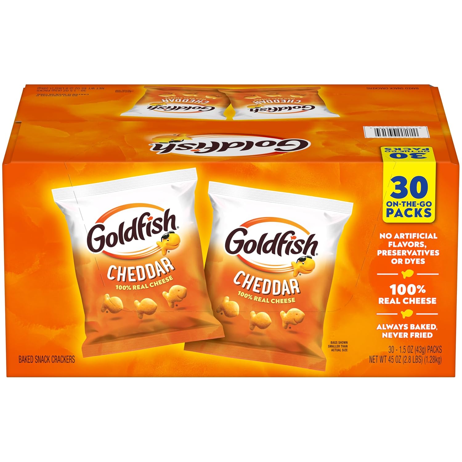 Goldfish Cheddar Crackers, 1.5 oz. Snack Packs, 30 Count