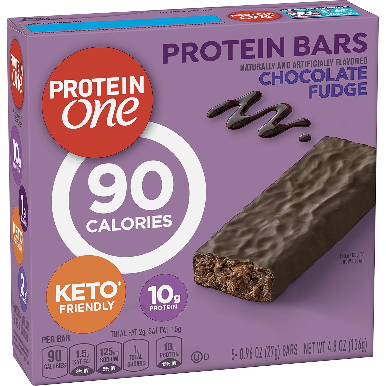 Protein One 90 Calorie Protein Bars, Chocolate Fudge, Keto Friendly, 5 Ct, 4.8 oz