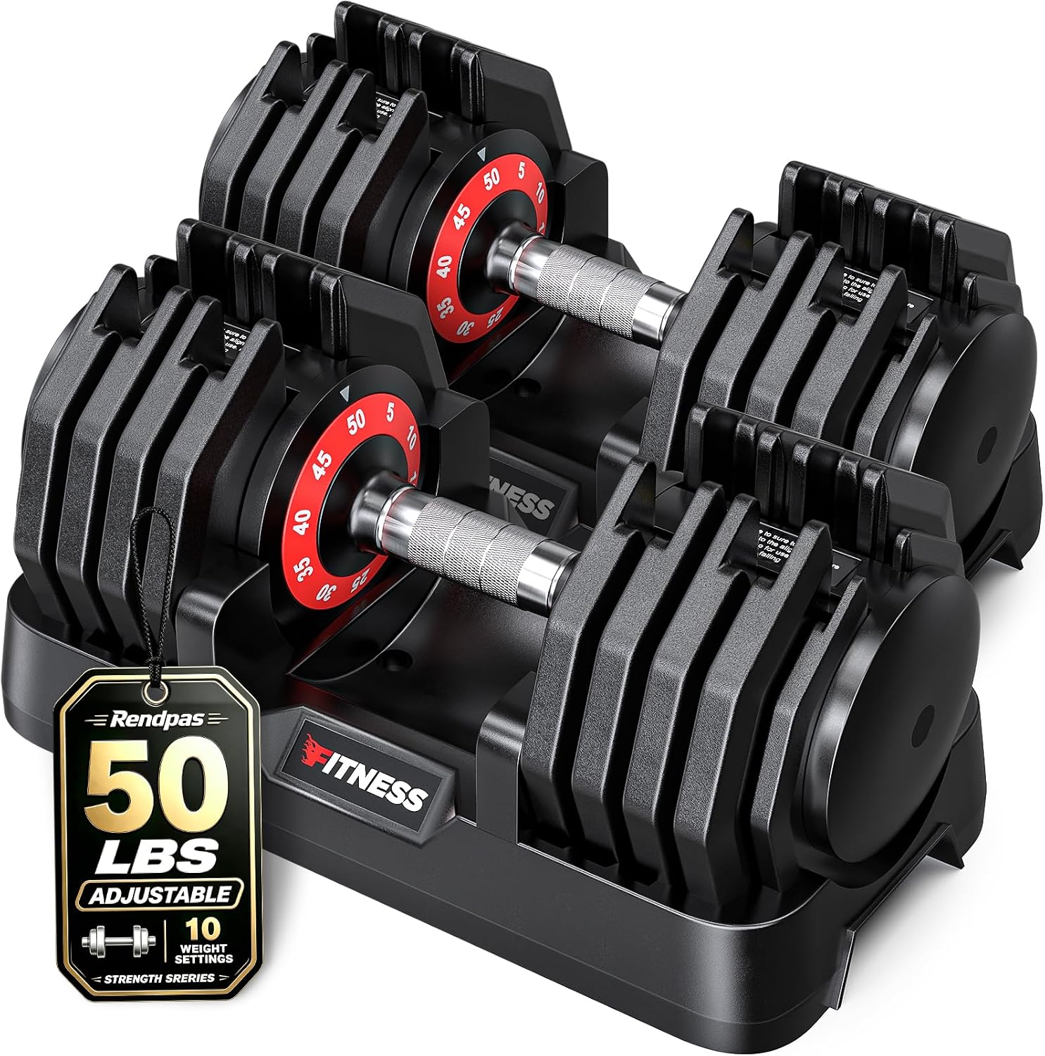 Rendpas Adjustable Dumbbell Set for Home Gym Strength Training