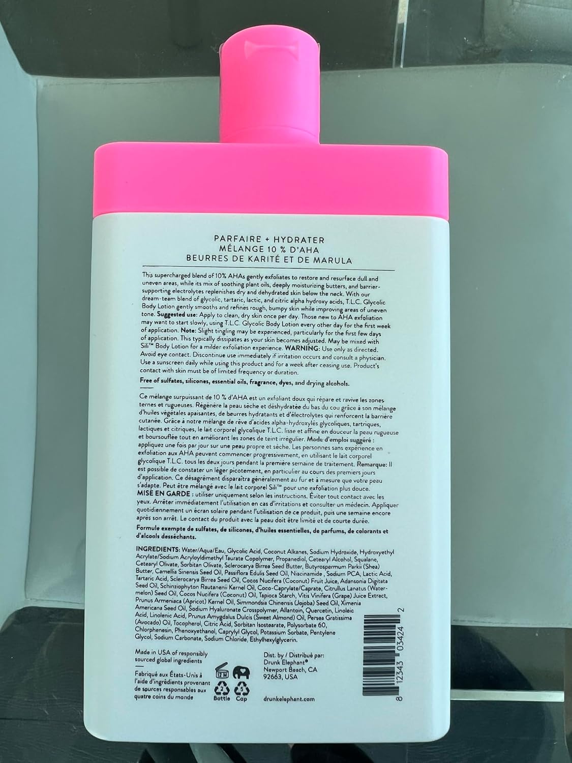 Drunk Elephant T.L.C. Glycolic Body Lotion with Marula and Shea Butters. Refining and Moisturizing for Healthy Skin (240 mL / 8 Fl Oz)