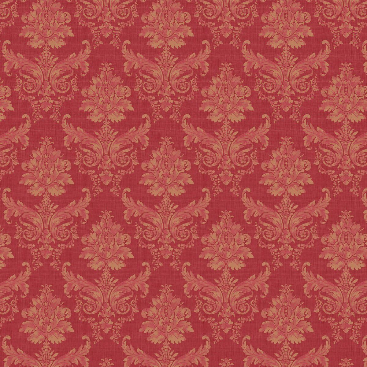 MyTinyWorld Dolls House Miniature Light Red on Red Leaf Damask Wallpaper