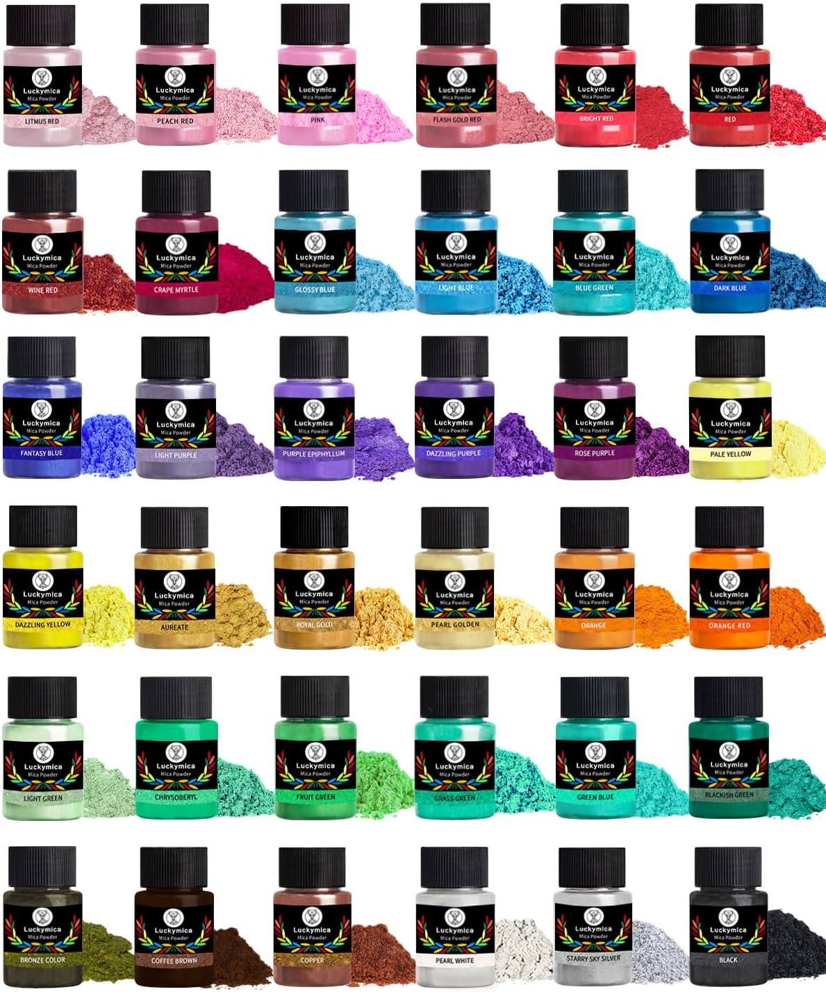 Mica Powder, 36 Colors Pearlescent Pigment Powder for Epoxy Resin, 360g Pearl Pigment Set​​ for Soap Making, Bath Bomb, Candle Making, Art Crafts, Lip Gloss, Nail Polish, Dye