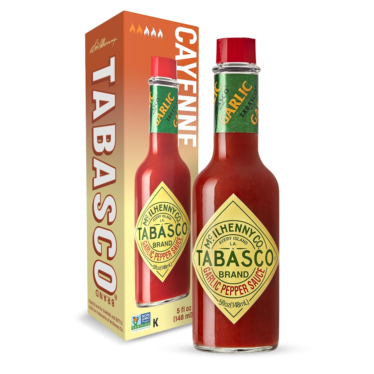 TABASCO® Brand Cayenne Garlic Pepper Sauce, Mild Hot Sauce, Glass Bottle, Smoky & Zesty Blend with Savory Garlic, Bold Flavor, Great for Italian Dishes & More, 5 Fl Oz (Pack of 1)