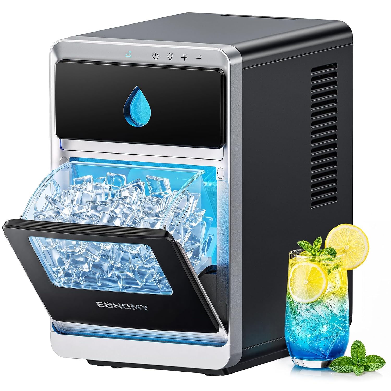 EUHOMY LunaArc™ Ice Maker Countertop, 3 Ice Cube Sizes, Auto Deep Cleaning & Timer, Portable Ice Maker Machine for Party/Bar/Home/Office