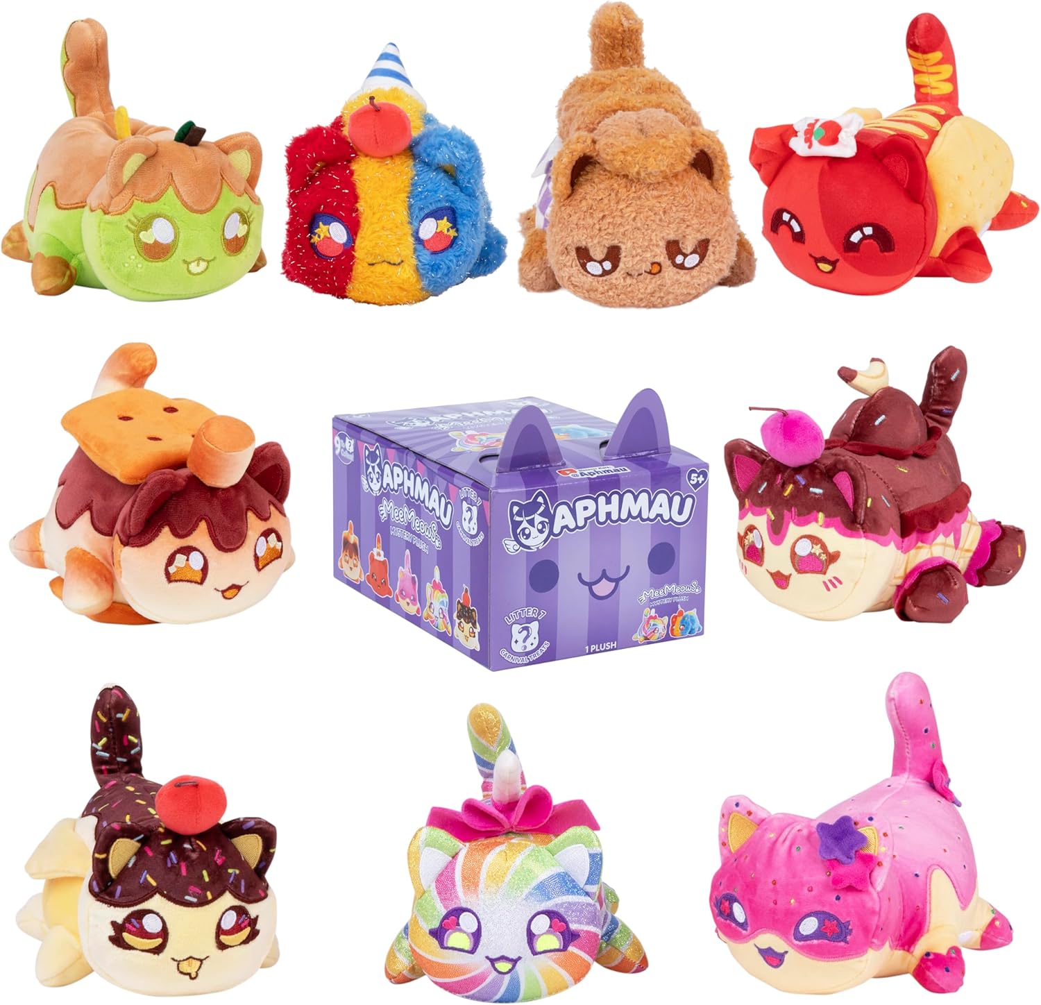 Aphmau 6” MeeMeow Mystery Plush – Series 7; YouTube Gaming Channel, Blind Box, 1 of 9 Possible, Carnival Treats MeeMeows, Official Merch, One Supplied, Styles May Vary
