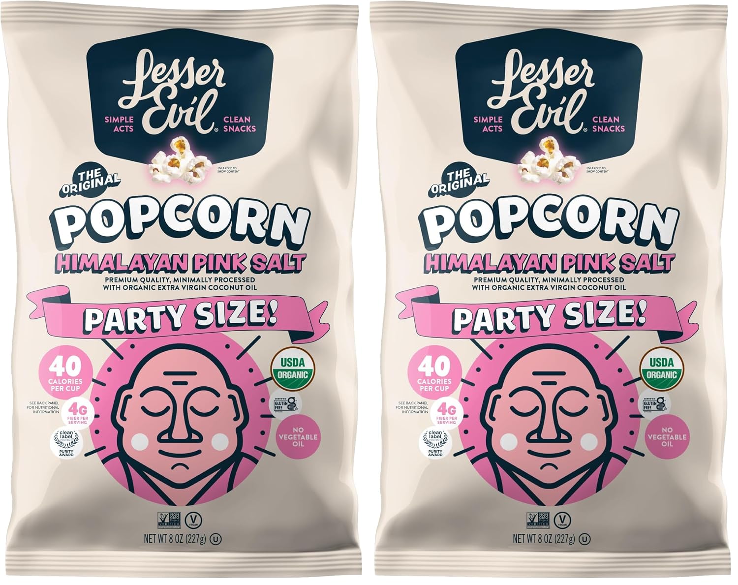 Lesser Evil Organic Pink Himalayan Salt Popcorn 8 OZ (Pack of 2)