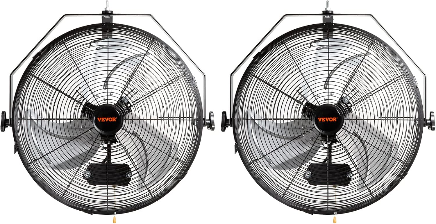 VEVOR 18 Inch Wall Mount Fan, 3-Speed IP44 Waterproof Industrial Fan, Max. 4150 CFM for Outdoor, Commercial, Residential, Greenhouse, Workshop, ETL Listed, 2-Pack