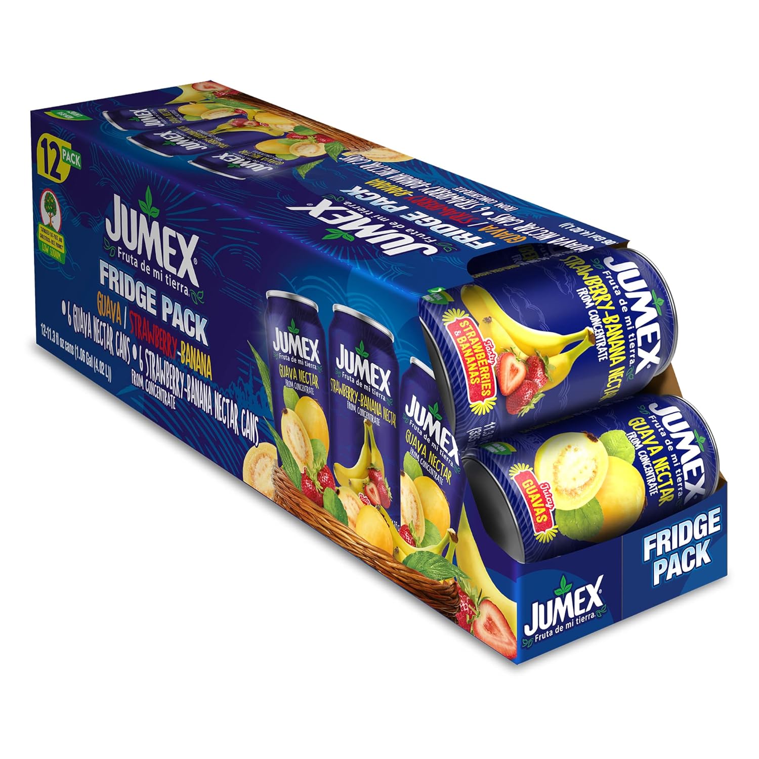 Jumex Strawberry Banana & Guava Juice Nectar - Made with Fresh Fruit Puree - Tropical Fruit Juice Concentrate for Smoothie Mix, Cocktail Mixers, Kids Drinks & Beverages - 11.3oz, 12 Pack Canned Drinks