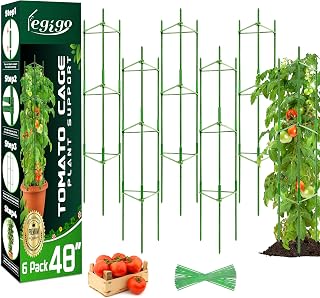 Legigo 6-Pack Tomato Cage for Garden Plant Support- Up to 48inch Garden Stakes Tomato Cage, Tomato Trellis for Potted Plants, Tomato Cages Plant Stakes for Climbing Vegetables Plants Flowers