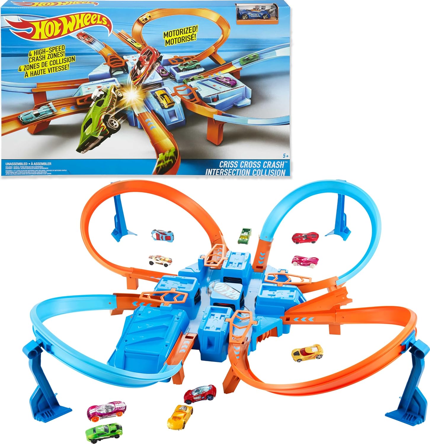 Hot Wheels Criss-Cross Crash Track​​​​ Set & Car