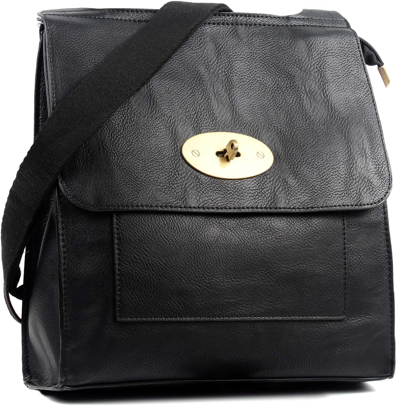 AOSSTA Women's Cross-Body Bags Leather Large/Medium Twist Lock Cross Body Messenger Bag Turnlock Shoulder Bag