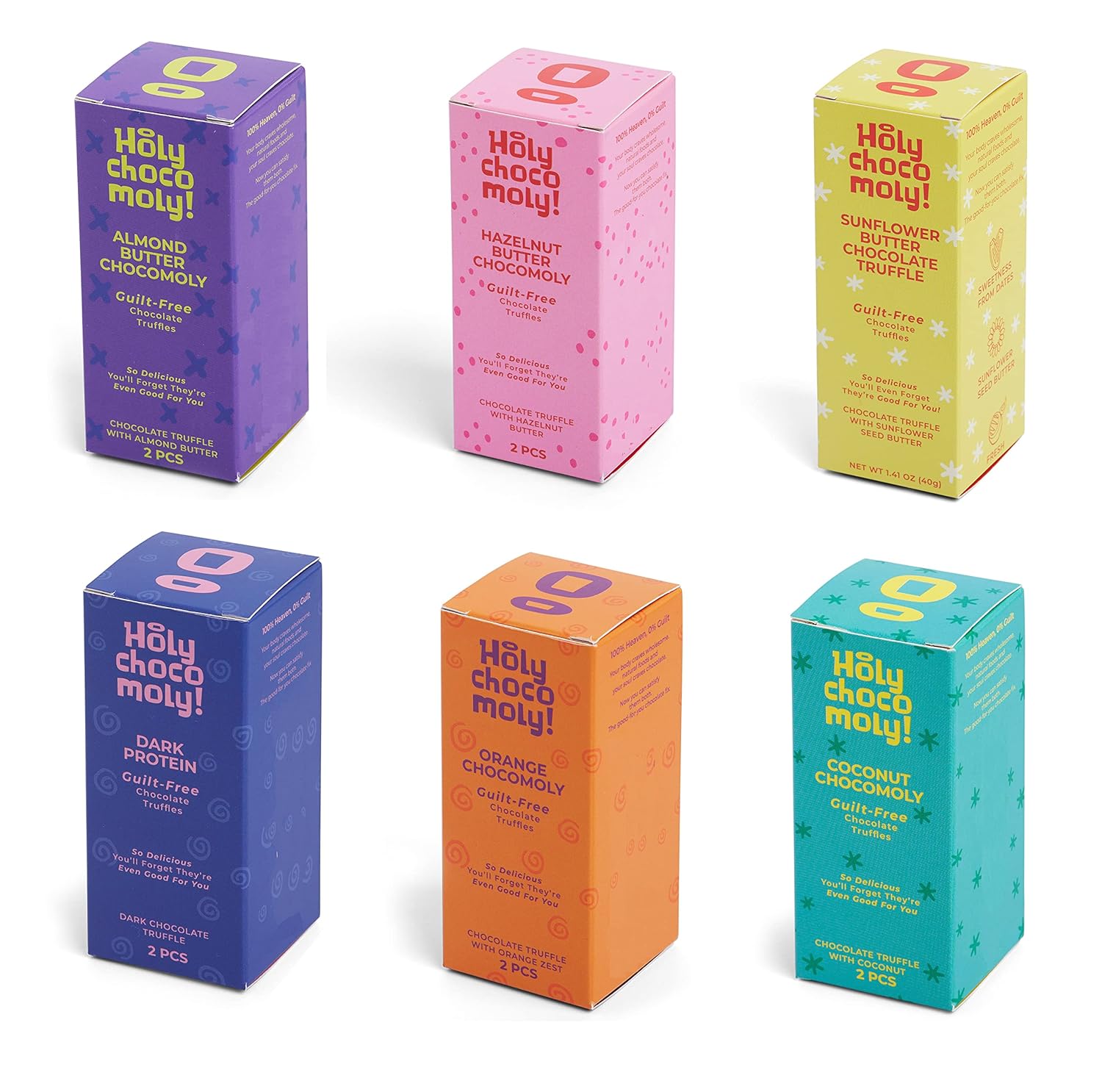 Guilt-Free Chocolate Truffles - Variety Sampler | Low in Refined Sugar, Low Calories, Made With Dates and Real Nut Butters | Healthy On-the-go Snack | 2 Truffles/Box,12 truffles