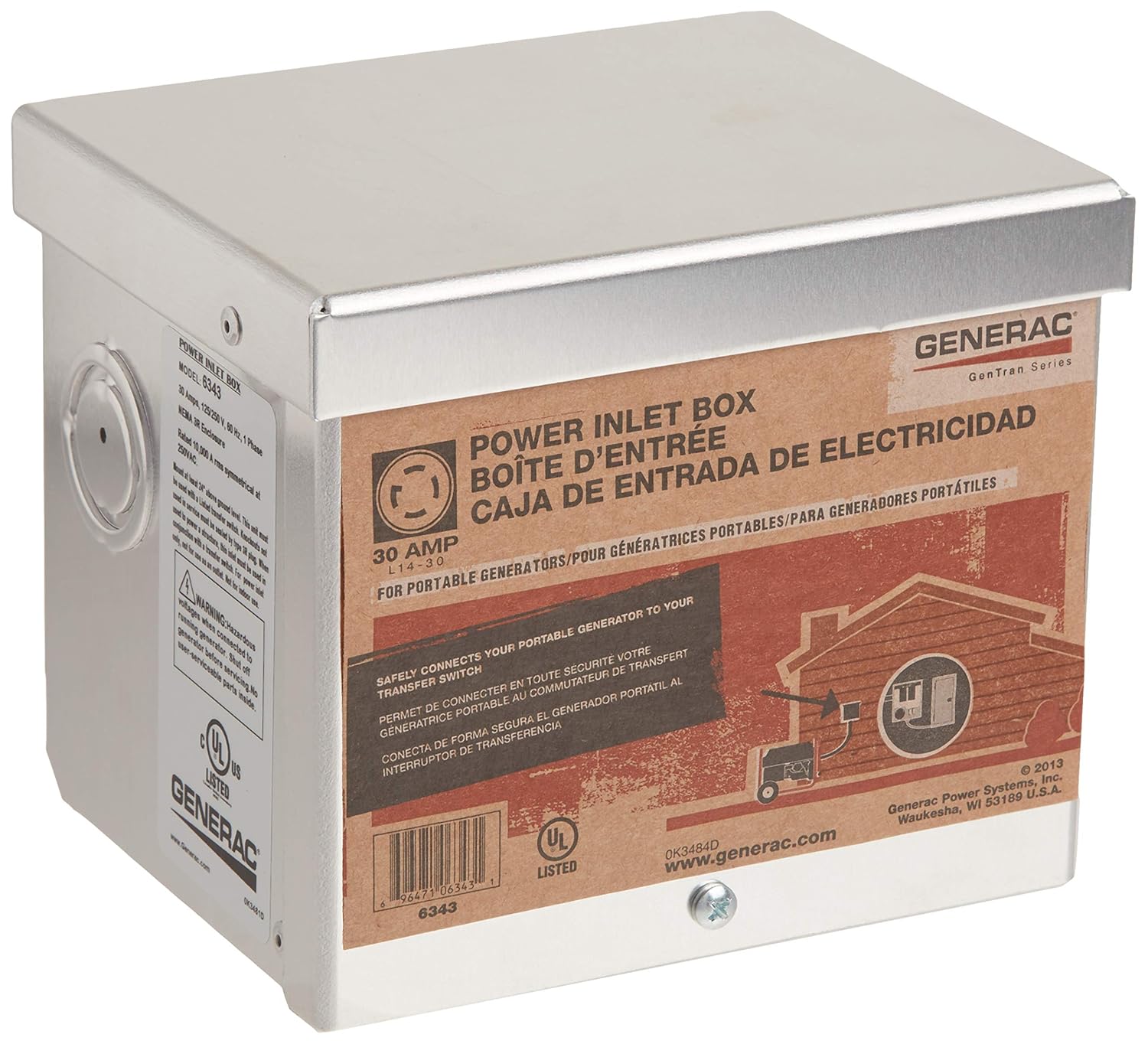 GENERAC POWER SYSTEMS, INC. Generator Power Inlet Box, Aluminum, 30A