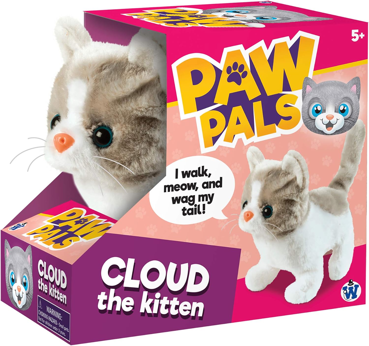 Westminster, Inc. Cloud the Kitten - Cute, Cuddly, Plush Battery Operated Cat Toy Walks, Wiggles, and Meows with Sound