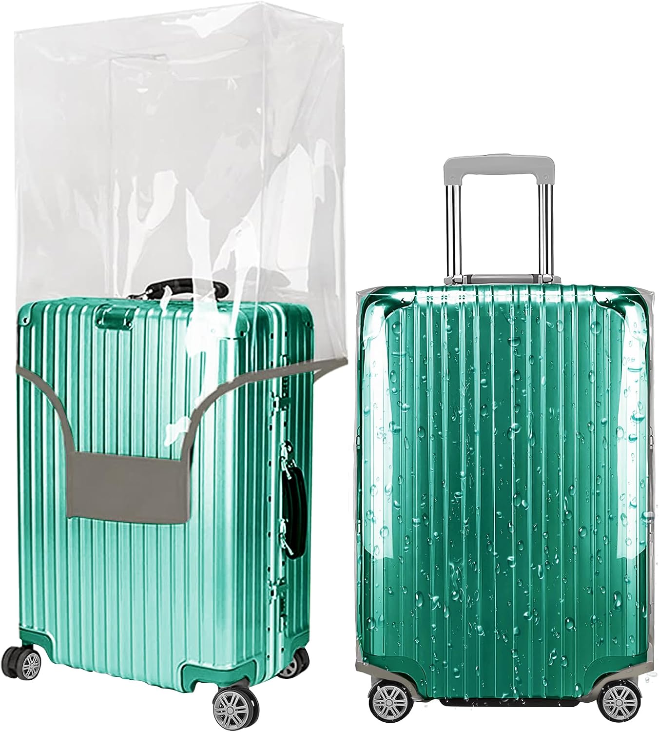 24 Inch PVC Clear Suitcase Cover (Gray Trim)