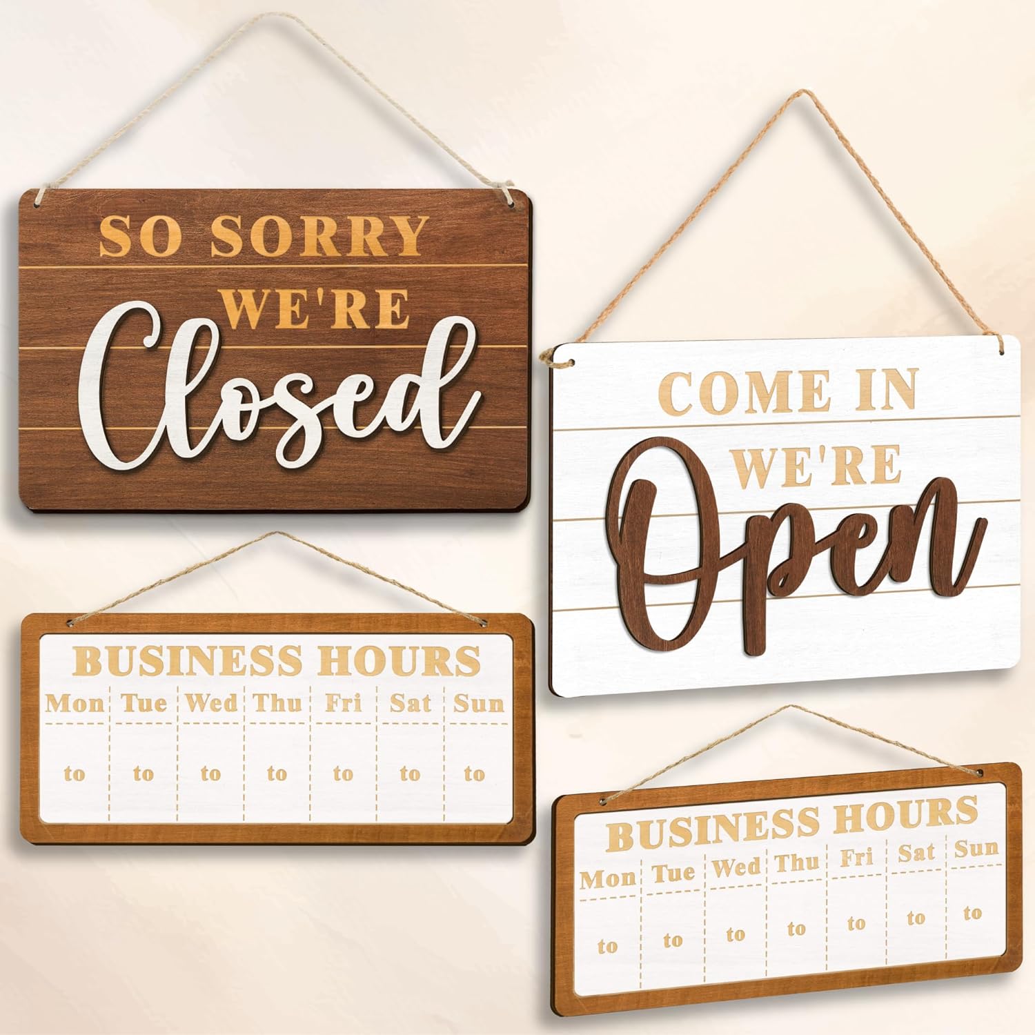 Open Closed For Business - Business Hours Sign For Glass Door, Store Hours Of Operation Signs For Business, Restaurant, Cofee Shop