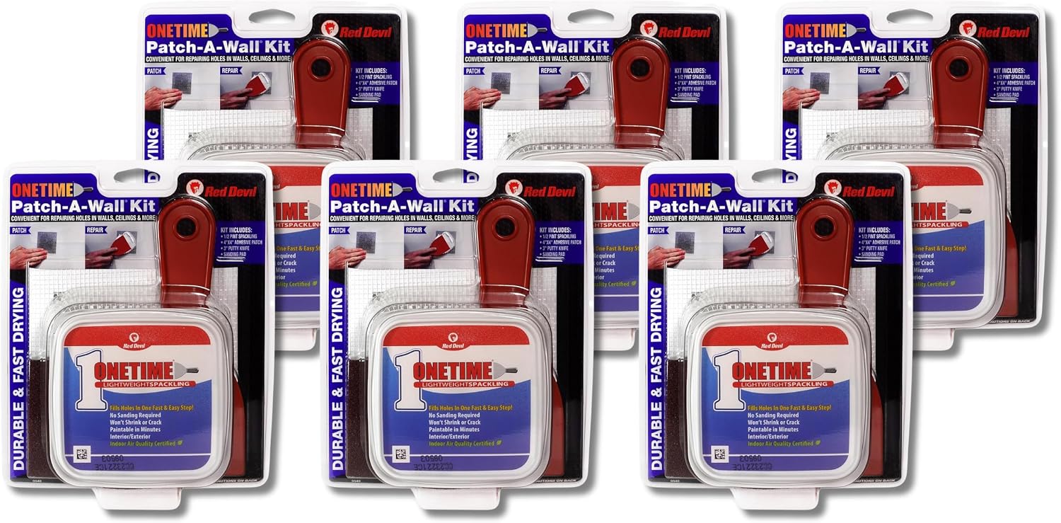 Red Devil 0549 ONETIME Lightweight Spackling Patch-A-Wall Kit, 1/2 Pint, Made in USA